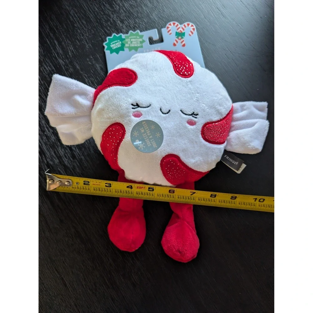 Christmas Peppermint Candy Plush Dog Toy Extra Loud Squeaker Red White New